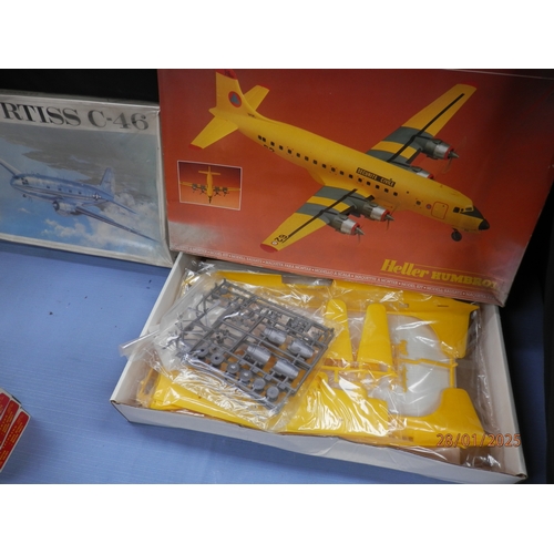 406 - Vintage William Bros Curtis C46 Sealed Plane Modelling Kit, A Heller Kit and a collection of Mint Pa... 