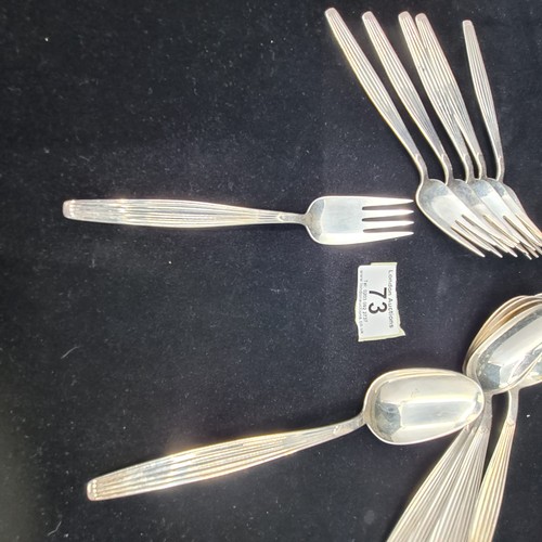 73a - Norwegian Silver: A Set of Arts and Crafts 830 Silver Forks and Spoons by J Tostrup weight:390g