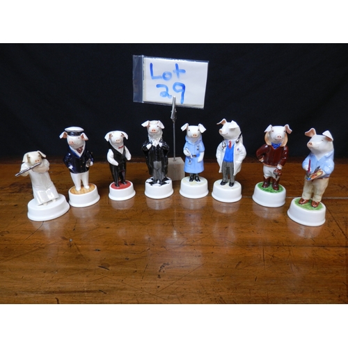 29 - Collection of Nine Various Stephen Bartley Pig Figurines