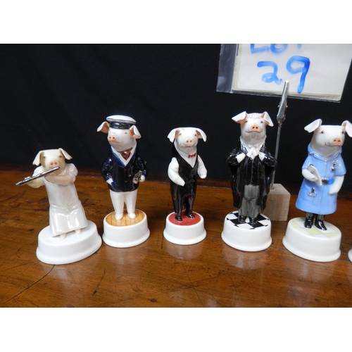 29 - Collection of Nine Various Stephen Bartley Pig Figurines