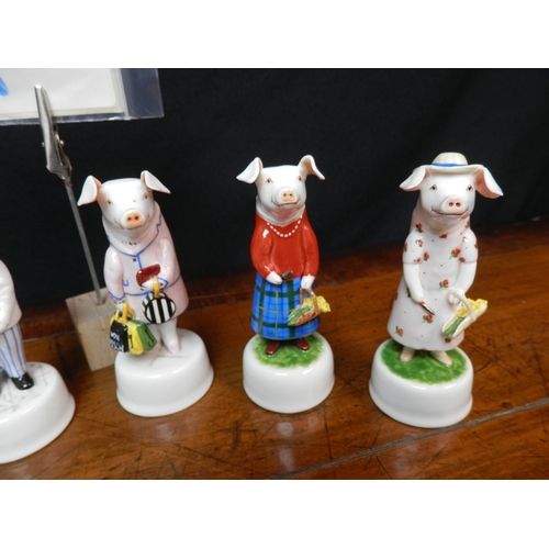 31 - Collection of Six Various Stephen Bartley Pig Figurines