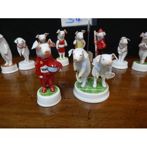 34 - Collection of Stephen Bartley Pig Figurines - Sports People