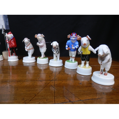 34 - Collection of Stephen Bartley Pig Figurines - Sports People