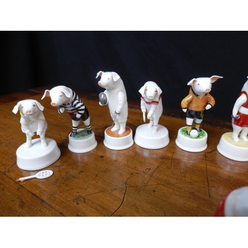 34 - Collection of Stephen Bartley Pig Figurines - Sports People