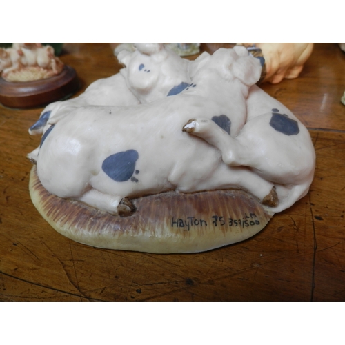 100 - Good Group of Pig Figurines to include Border Fine Arts, Holland Craft, Aynsley etc.