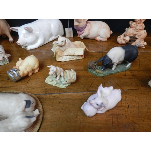 100 - Good Group of Pig Figurines to include Border Fine Arts, Holland Craft, Aynsley etc.