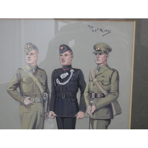 104 - Gerald Cedric Hudson
The 60th Rifles
Three Signed & Framed Watercolours on Paper