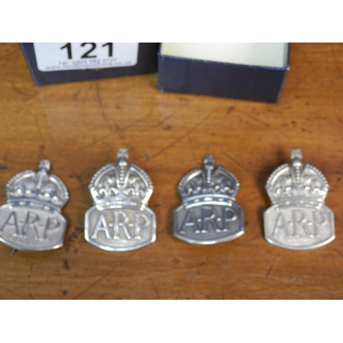 121 - Two Pairs of Silver WW2 Air Raid Precautions Badges Marked London c1938-1939 by The Royal Mint (4)