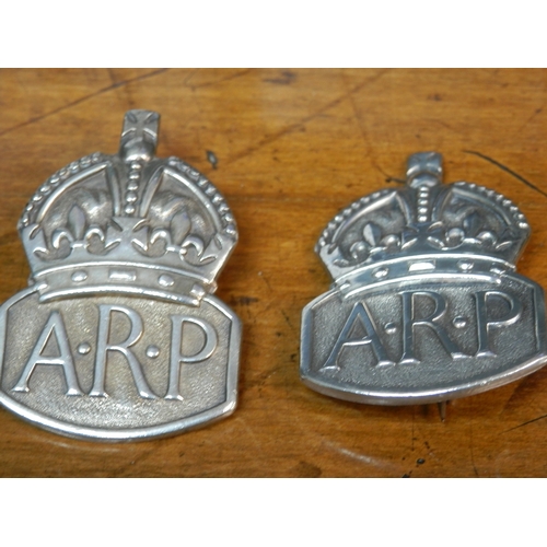 121 - Two Pairs of Silver WW2 Air Raid Precautions Badges Marked London c1938-1939 by The Royal Mint (4)