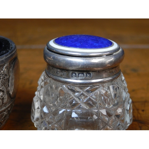 128 - Collection of Silver Items to include Pair of Salts with Blue Glass, Vesta Cases, Pepper Shaker and ... 