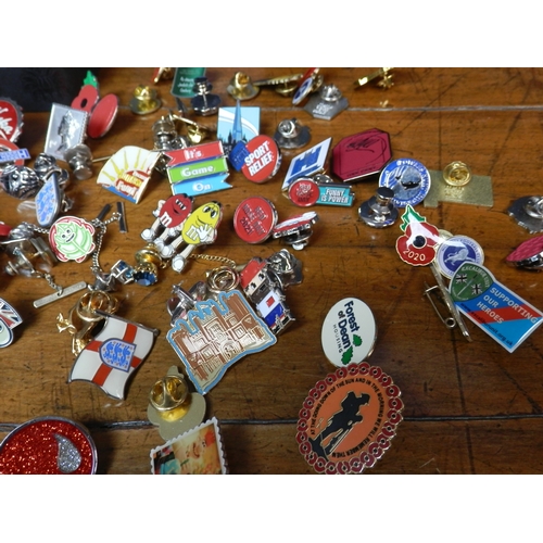 130 - Wedgwood Box & two others filled with Collectable Pin Badges