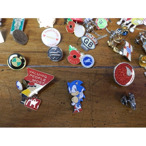 130 - Wedgwood Box & two others filled with Collectable Pin Badges