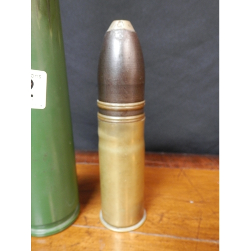 132 - British Made Oerlikon 35mm Anti Aircraft Tracer Shell Together With French WW1 37mm Shell