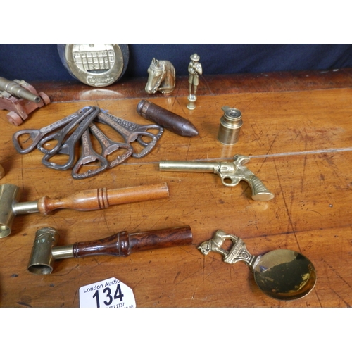 134 - Collection of Brass Items including Bottle Openers etc.