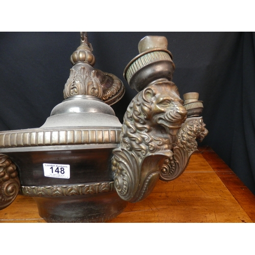 148 - Large Bronze Chandelier with Merlion decorations