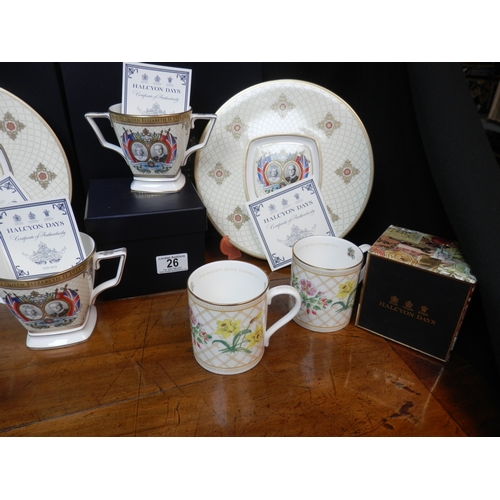 26 - Collection of Mint & Boxed Halcyon Days Royalty China (10 Pieces) together with a Buckingham Palace ... 