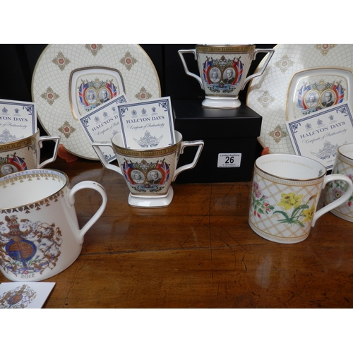 26 - Collection of Mint & Boxed Halcyon Days Royalty China (10 Pieces) together with a Buckingham Palace ... 