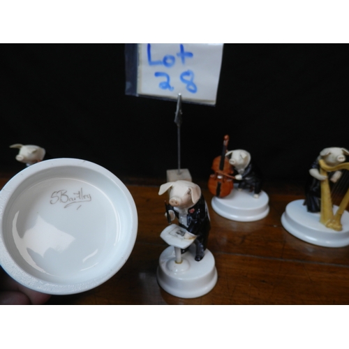 28 - Collection of Stephen Bartley Pig Figurines - Orchestra