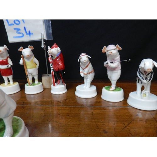 34 - Collection of Stephen Bartley Pig Figurines - Sports People