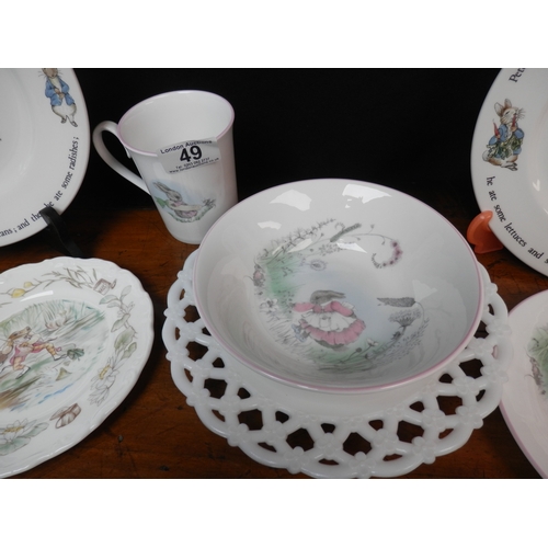 49 - Collection of Beatrix Potter China to include Peter Rabbit, Jeremy Fisher, Mrs Rabbit etc.