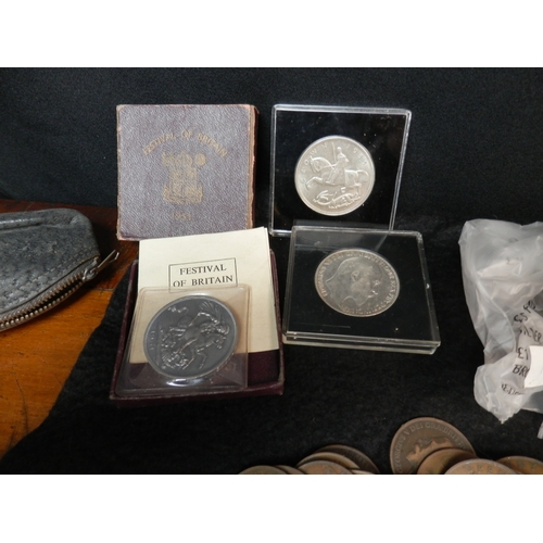 51 - Tin of Coins to include mostly Old Head Victorian Pennies but with some Silver Coinage