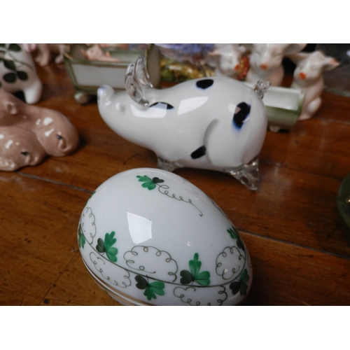 72 - Interesting Shelf of Bric a Brac to include Rabbit Tureen, Beswick Beatrix Potter, German Novelty Pi... 