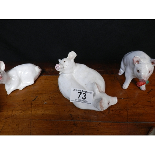 73 - Group of Pig Figurines to include J Wilkinson (3), Beswick etc.