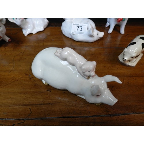 73 - Group of Pig Figurines to include J Wilkinson (3), Beswick etc.