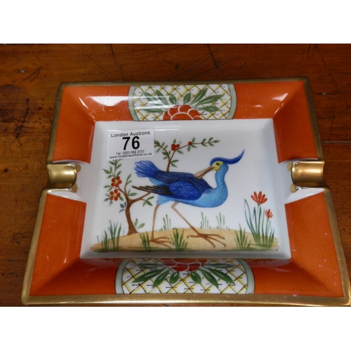 76 - Hermes Paris Porcelain Ash Tray depicting Oriental Birds c.1990s