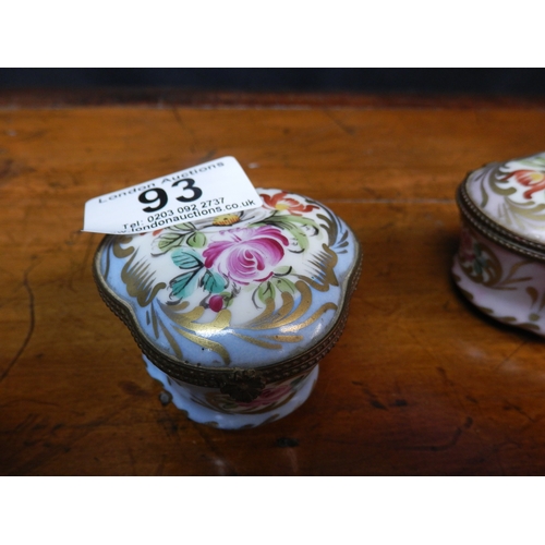 93 - Two Antique Porcelain Lidded Boxes with Sevres style Marking to base