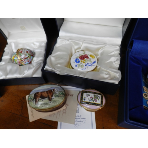 96 - Good Collection of Halcyon Days Enamelled Items including Clock, Eggs etc.