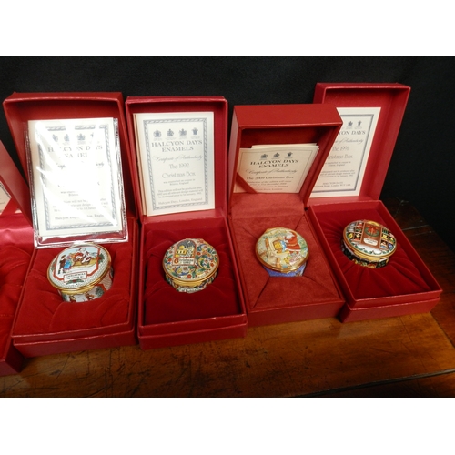 97 - Collection of Mint and Boxed Halcyon Days Enamel Christmas Boxes (38)