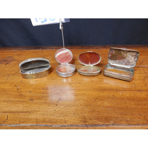 158 - Three Agate Snuff Boxes together with a Brass Snuff Box by Alexander Wilson Drury Lane