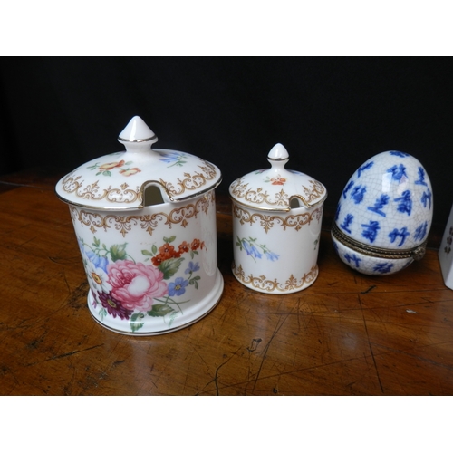 162 - Collection of Porcelain Containers to include examples by Crown Staffordshire, Royal Worcester and a... 