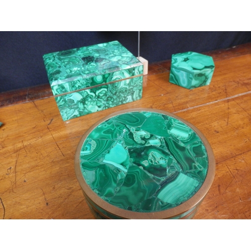 167 - Collection of Three Malachite Boxes together with a Malachite Pyramid