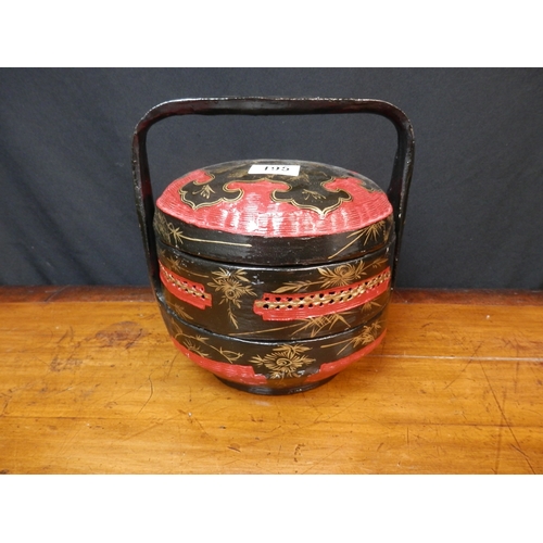 195 - Chinese Hand Painted Bamboo Wedding Basket