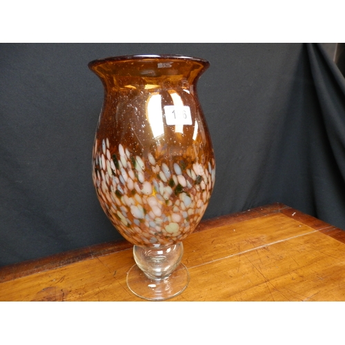 196 - Large Orange Hand Blown Glass Vase