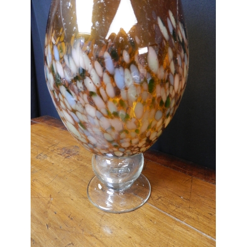 196 - Large Orange Hand Blown Glass Vase