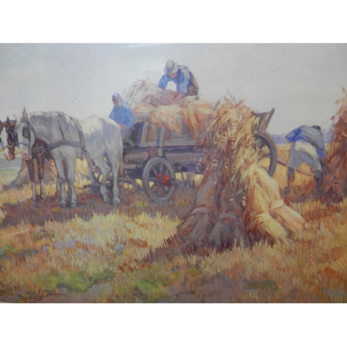 206 - Signed 1930s Dutch Painting of Harvesting Scene Framed