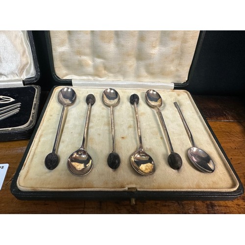 285 - Cased Set of Silver Mappin & Webb Coffee Spoons Hallmarked Sheffield 1922 together with a Cased Silv... 