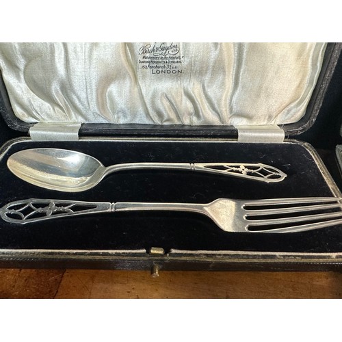 285 - Cased Set of Silver Mappin & Webb Coffee Spoons Hallmarked Sheffield 1922 together with a Cased Silv... 