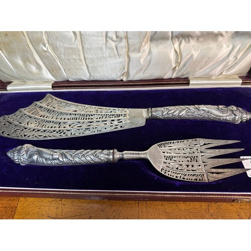 288 - Cased Victorian Silver Fish Serving Set, Hallmarked London 1857 (425g)