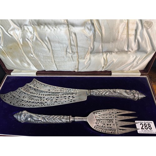 288 - Cased Victorian Silver Fish Serving Set, Hallmarked London 1857 (425g)