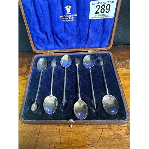 289 - Cased Set of Silver Coffee Spoons, Hallmarked Brimingham 1920