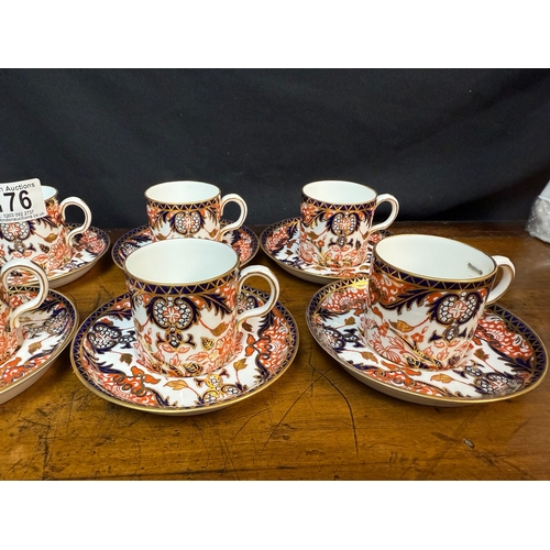 176 - Set of Six Royal Crown Derby Imari Kings Pattern Coffee Cups & Saucers