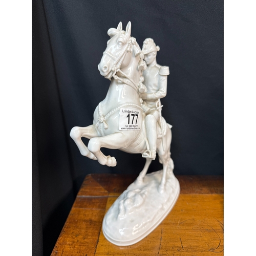 177 - Royal Vienna Porcelain Figure: Levade Mit Reiter, Albrin Dobrich 30cm