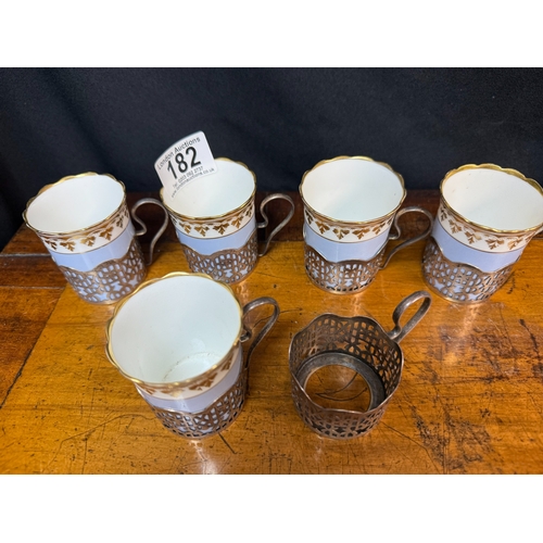 182 - Set of Early 20th Century George Jones Crescent and Sons Coffee Cups in Silver Holders. Each Silver ... 