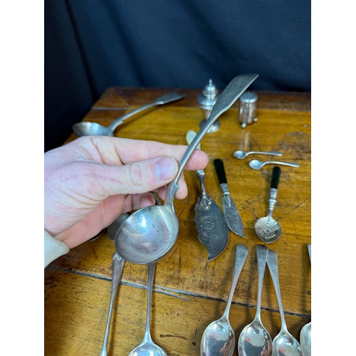 277 - Group of Hallmarked Sterling Silver to include Two Pepper Pots, Two Sets of Teaspoons, Two Serving S... 