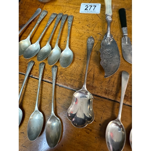 277 - Group of Hallmarked Sterling Silver to include Two Pepper Pots, Two Sets of Teaspoons, Two Serving S... 