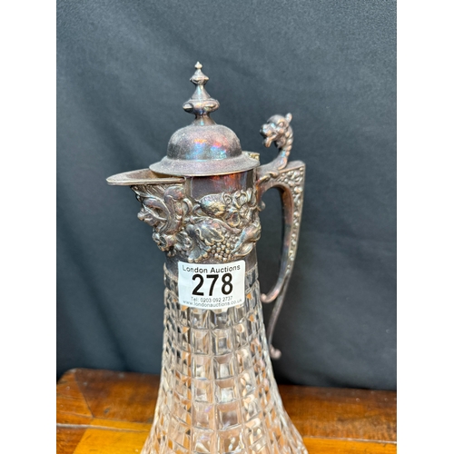 278 - A Silver Mounted Cut Glass Claret Jug, Roberts & Belk Sheffield 1974